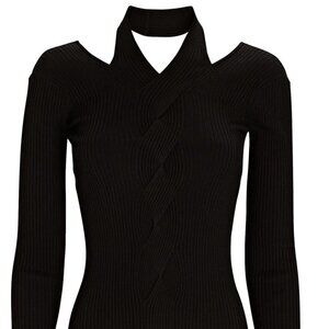 Jonathan Simkhai Leah Cut-Out Cable Knit Top Black Size M